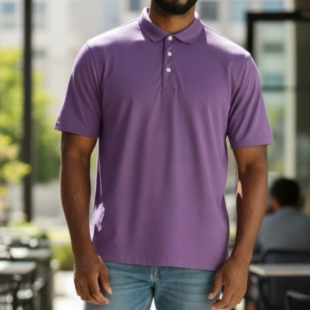 GEORGE Big Men's Pique Golf Polo Shirt Purple Short sleeve Cool Dry Fit Size 3XL